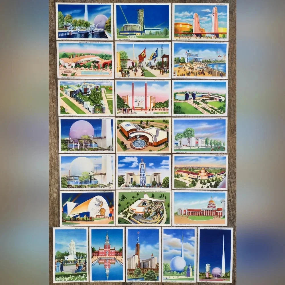 25 Pc. 1939 New York World's Fair Exposition Postcards MINT